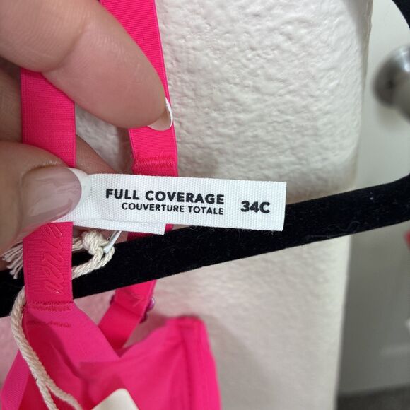 Smoothez by Aerie Bra Beige Full Coverage Unlined Underwire 34C Pink New - Picture 3 of 8